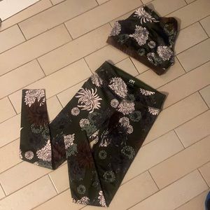 JoyLab Floral workout set - Green and brown